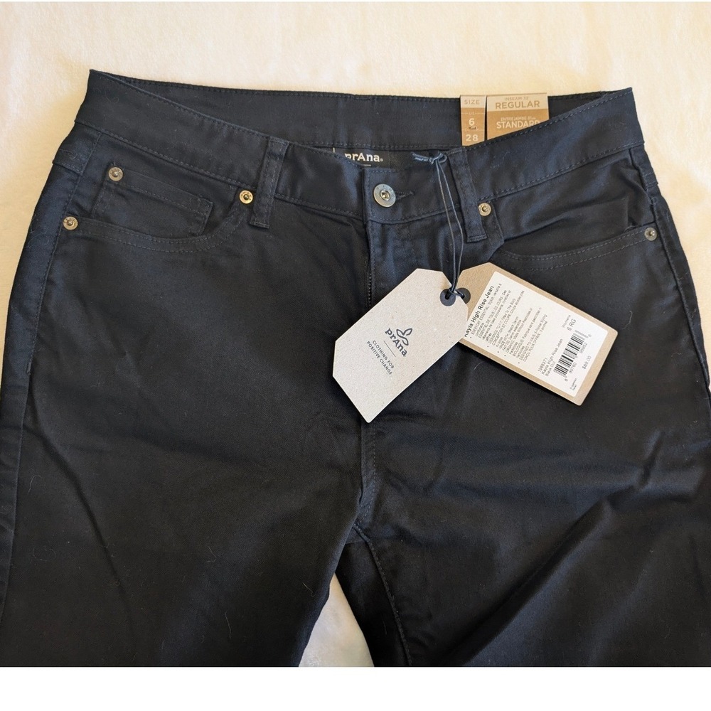 Prana Jeans Size 6 (28x32) Black Slim Straight Stretch Denim NWT Sustainable